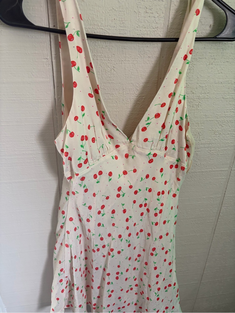 Zara Cream Mini Dress with Red Cherry Print